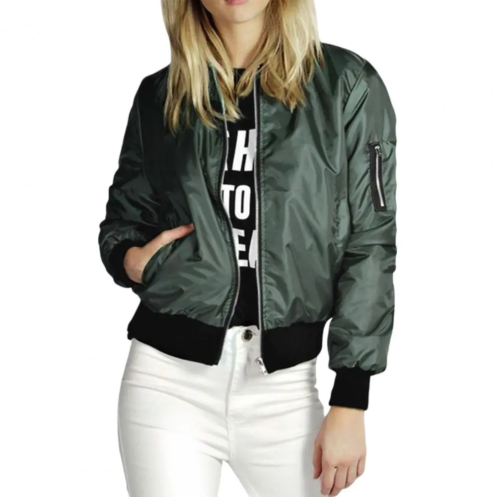 Women Casual Pocket Jacket Loose Commuter Streetwear Lady Spring Coat Zipper Cardigan Stand Collar Women Jacket Outerwear