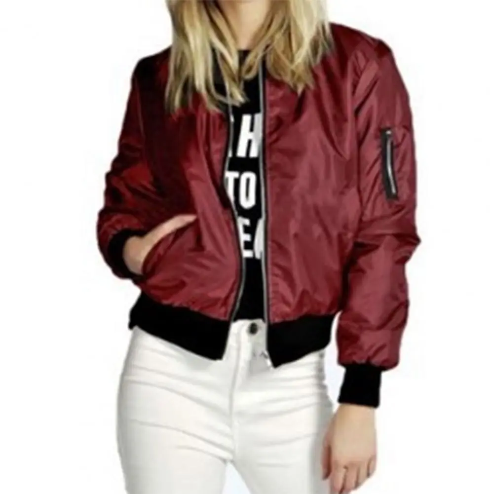 Women Casual Pocket Jacket Loose Commuter Streetwear Lady Spring Coat Zipper Cardigan Stand Collar Women Jacket Outerwear