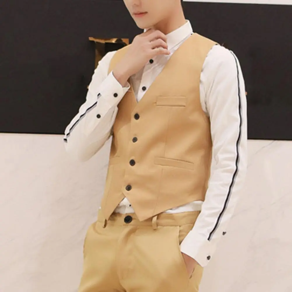2025 British Style Men Business Vest Deep V Neck Single breasted Formal Suit Waistcoat Classic All Match Men Waistcoat