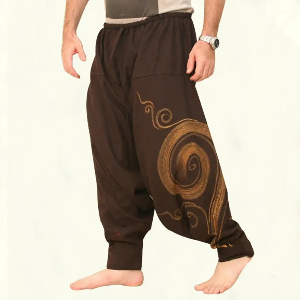 Men Baggy Pants Hip Hop Elements Wide Leg Pants Casual Harem Crotch Yoga Pants Breathable Loose Fashion Men Deep Crotch Trousers