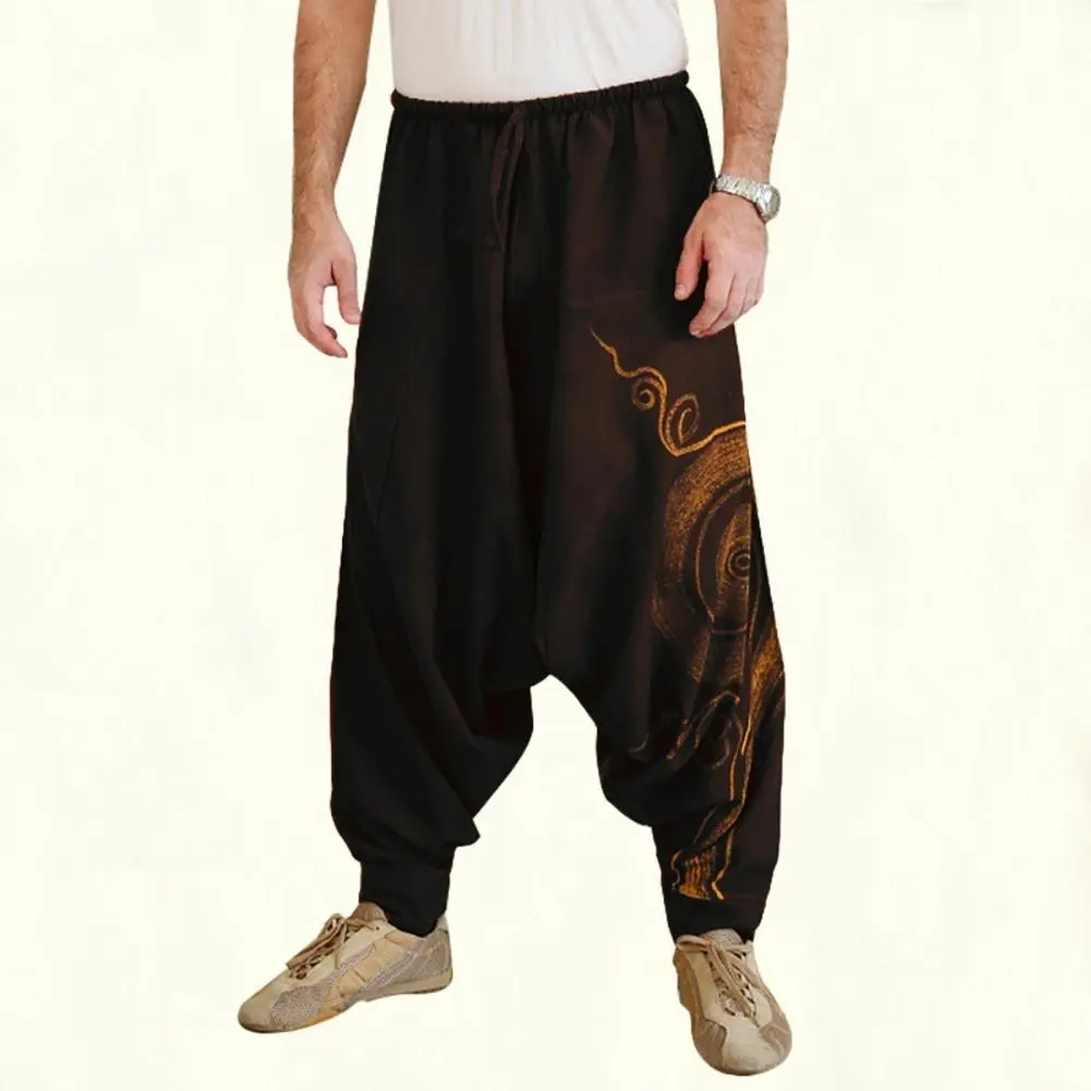 Men Baggy Pants Hip Hop Elements Wide Leg Pants Casual Harem Crotch Yoga Pants Breathable Loose Fashion Men Deep Crotch Trousers
