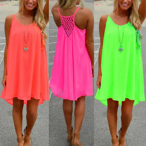 2016 Summer Fshion  2016 Hot New Sexy Women's Summer Casual Sleeveless Strap Backless Beach Dress for Evening Party