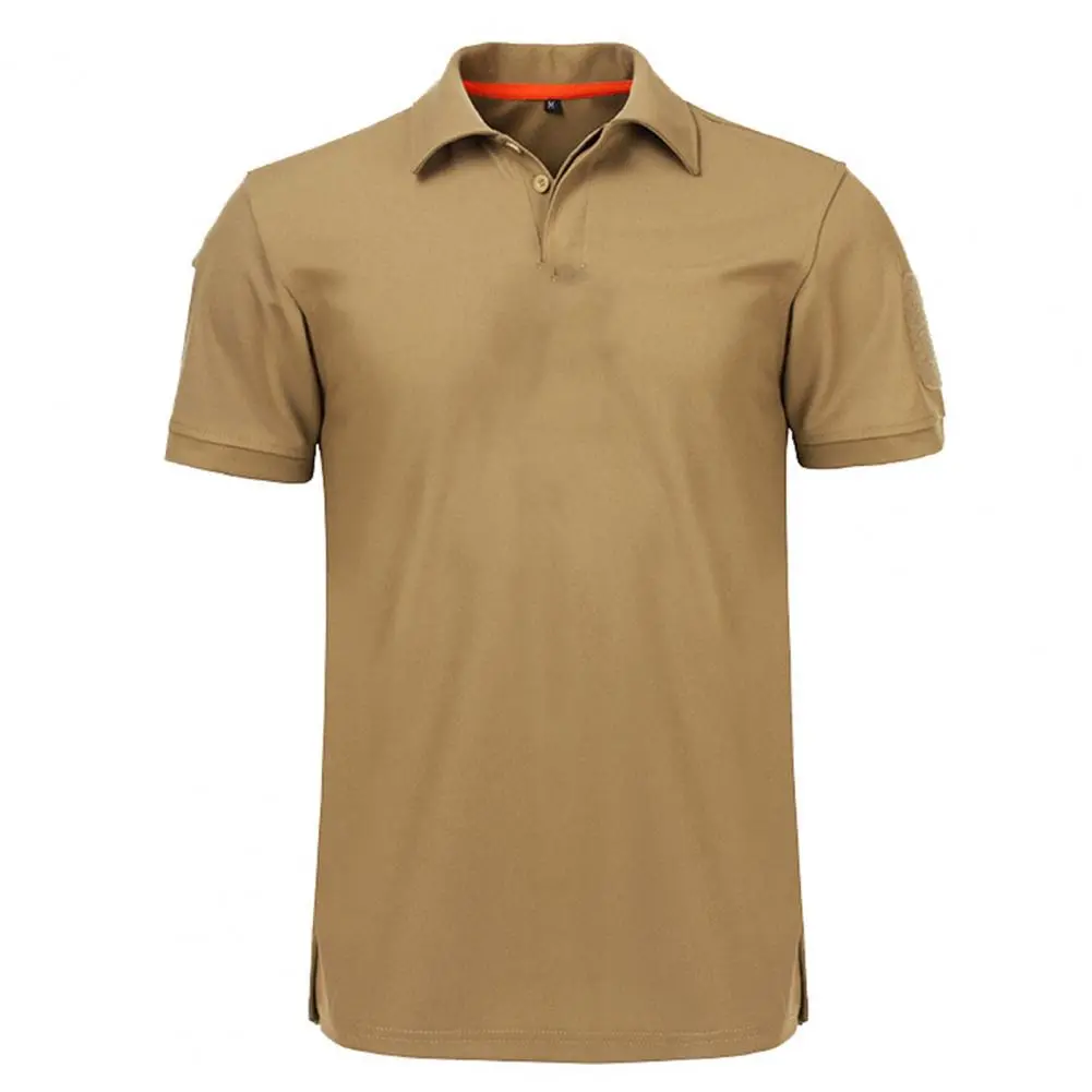 Mens Short Sleeve Sport T Shirts Quick Dry Running T Shirt Military Shirts Casual Lapel Buttons Pullover Fitness Shirt