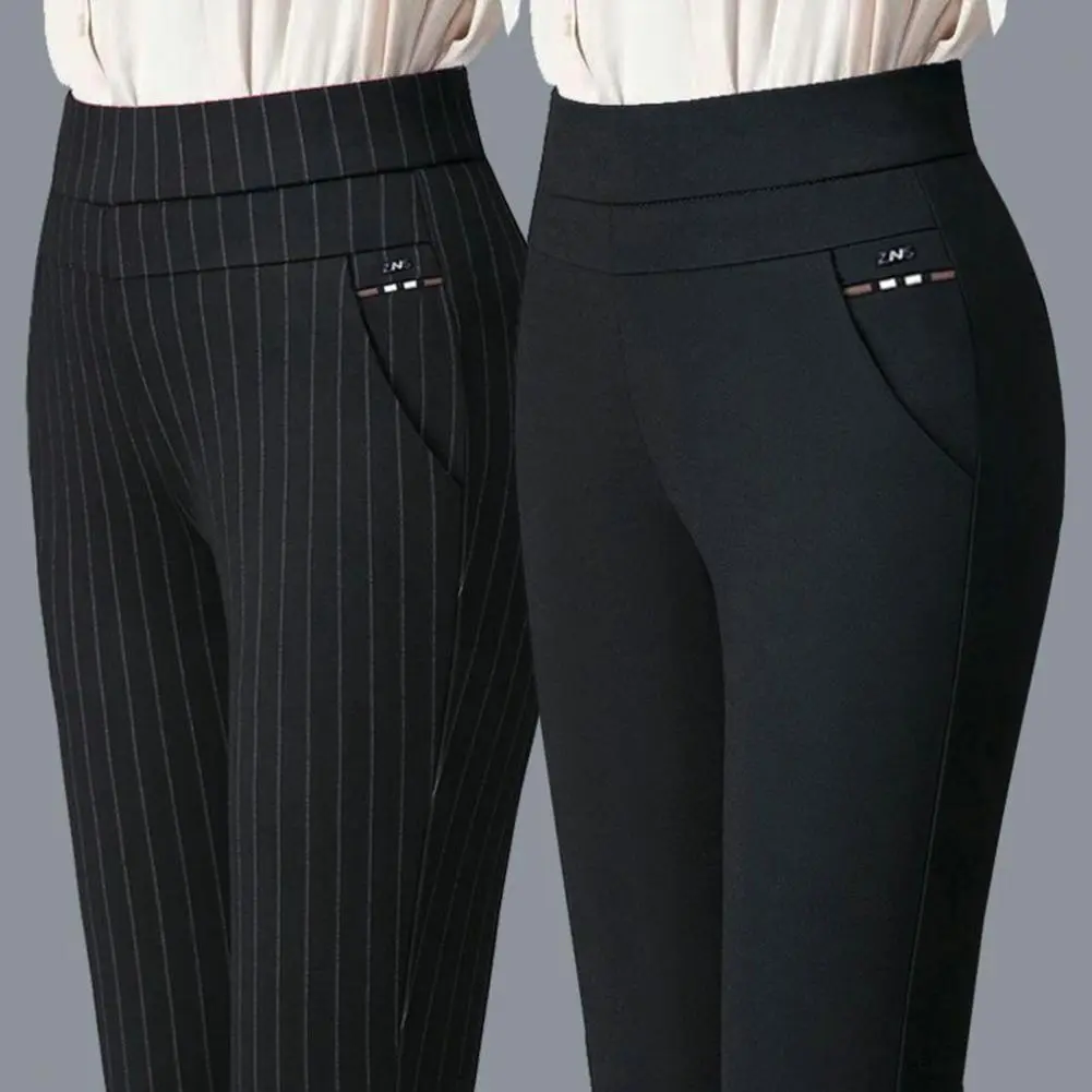 Wide Band High Waist Women Suit Pants Slim Fit Ankle Length Pencil Pants Stretch Tummy Control Lady Trousers Spring Mother Pants
