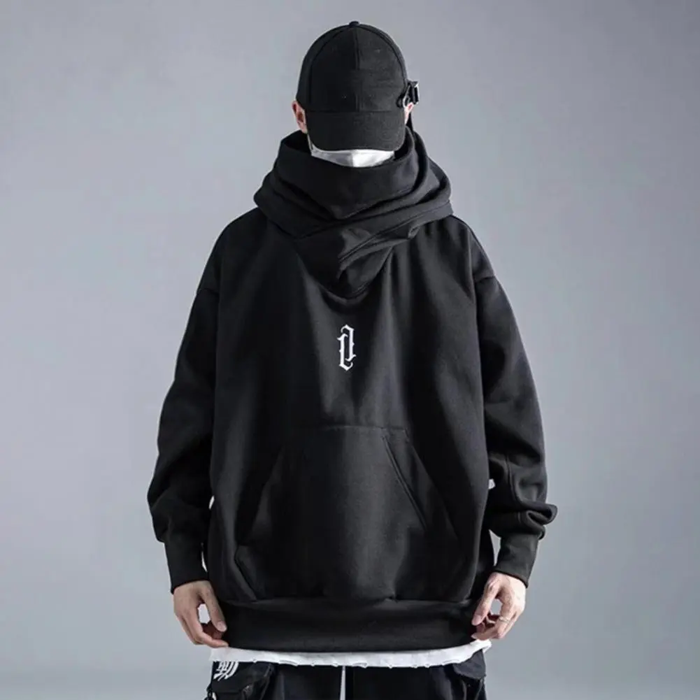 2024 Turtleneck Men Hoodie Thermal Thick Oversized Big Pocket Sweatshirt Hip Hop Warm High Collar High Street Winter Hoody