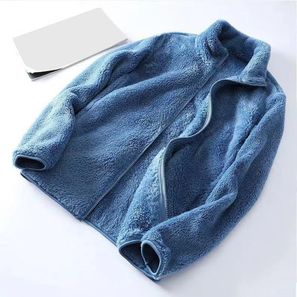 Zip Up Men Hoodie Fleece Jacket Double-sided Faux Fur Jacket Coat Winter Plush Zipper Sweatshirt Outwear Autumn Winter Jacket