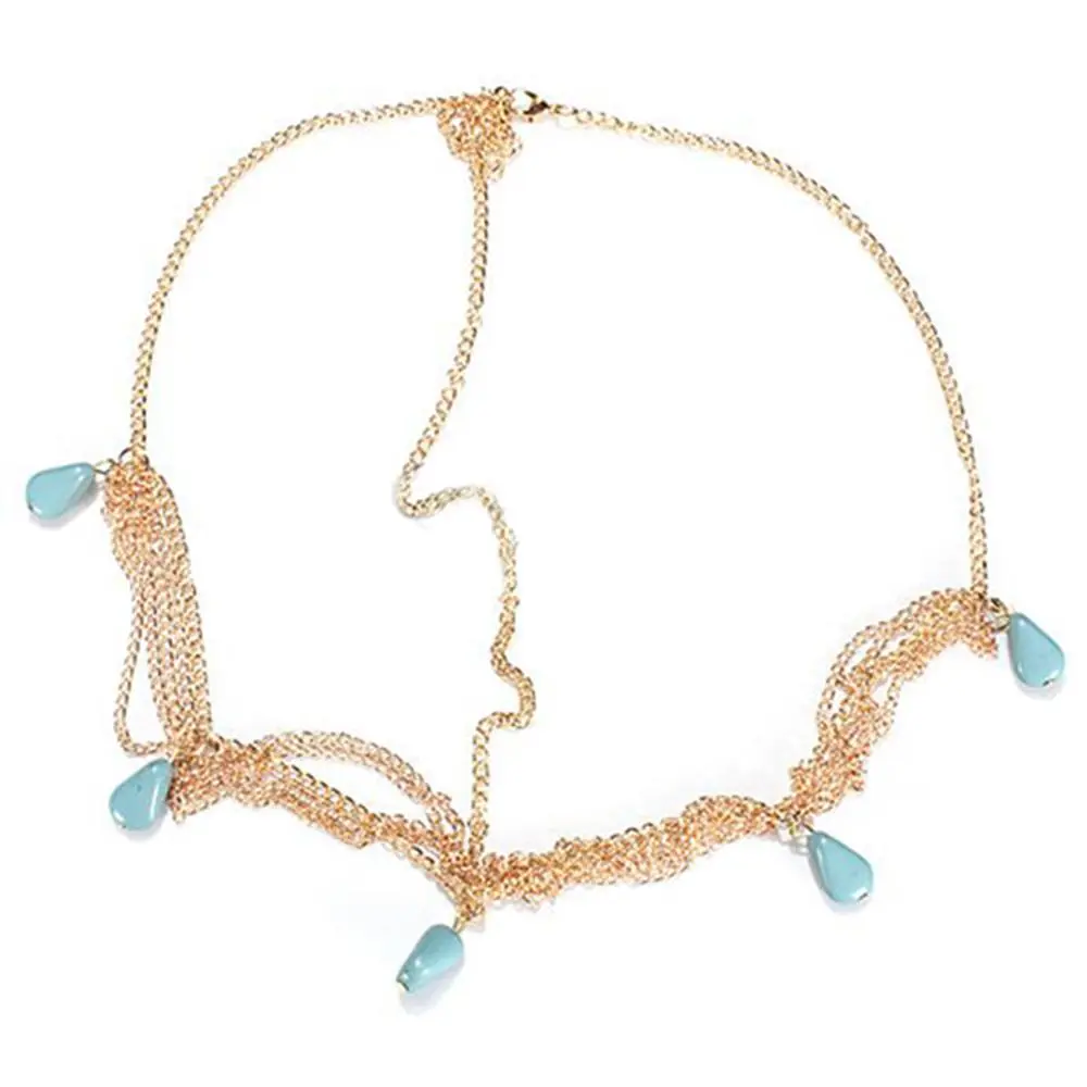 Boho Fashion Crystal Head Chain Charm Bohemian Hair Crown Cuff Headband Elegant Headpiece Bling Bridal Chain Indian Jewelry