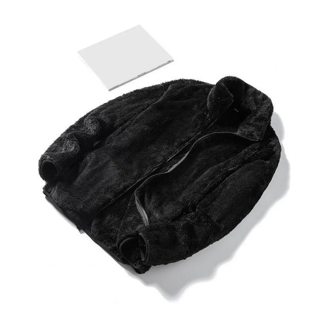 Zip Up Men Hoodie Fleece Jacket Double-sided Faux Fur Jacket Coat Winter Plush Zipper Sweatshirt Outwear Autumn Winter Jacket