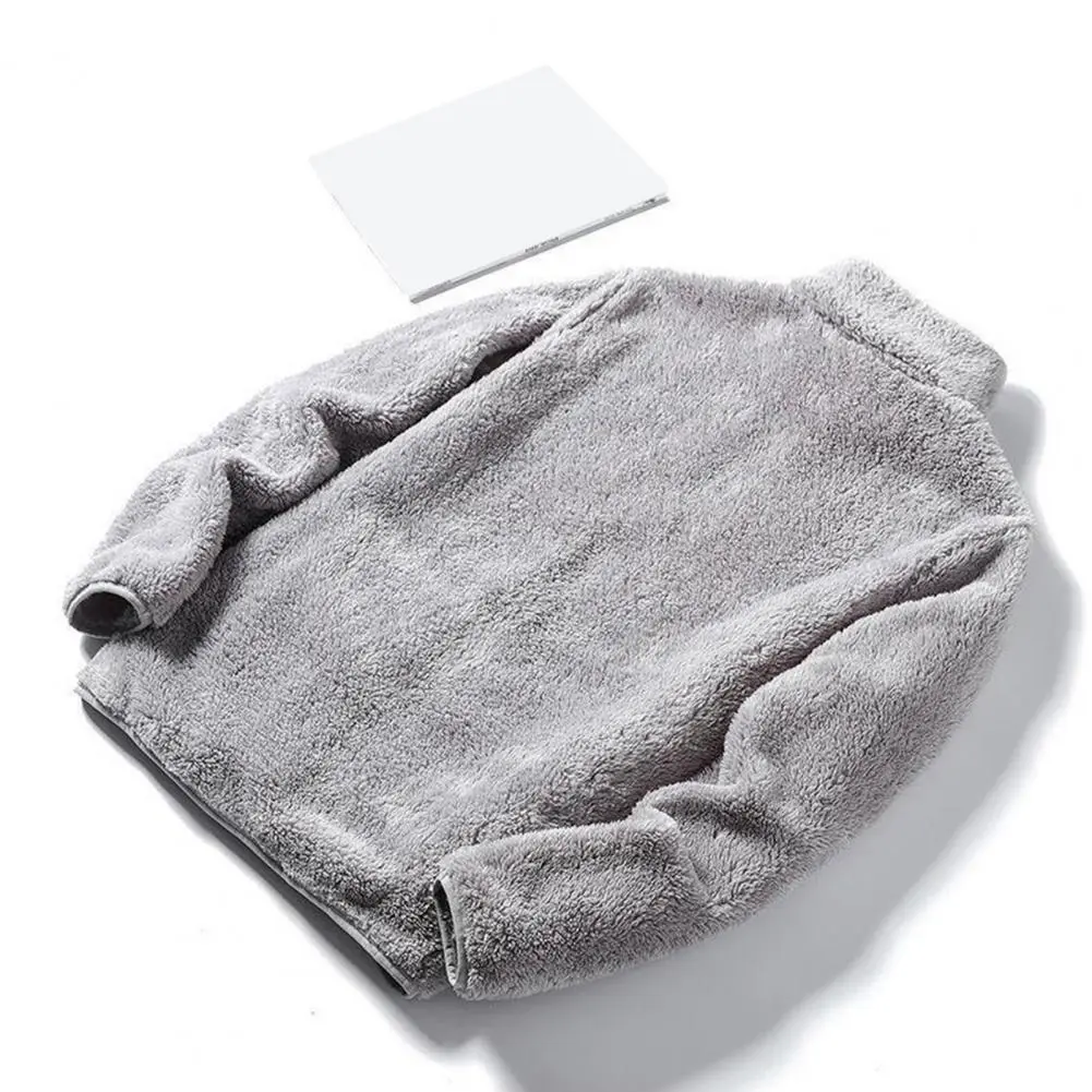 Zip Up Men Hoodie Fleece Jacket Double-sided Faux Fur Jacket Coat Winter Plush Zipper Sweatshirt Outwear Autumn Winter Jacket