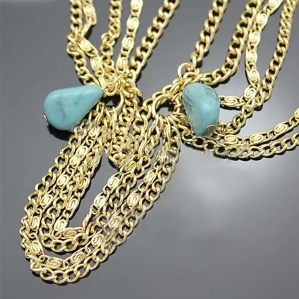 Boho Fashion Crystal Head Chain Charm Bohemian Hair Crown Cuff Headband Elegant Headpiece Bling Bridal Chain Indian Jewelry