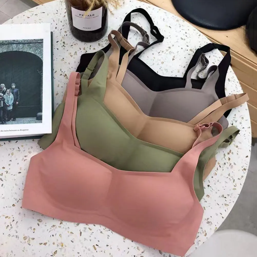 Women Bra Square Neck Wireless No Trace Thin Lingerie Padded Small Breasts Close Together Padded Bra Prevent Sagging Push Up Bra