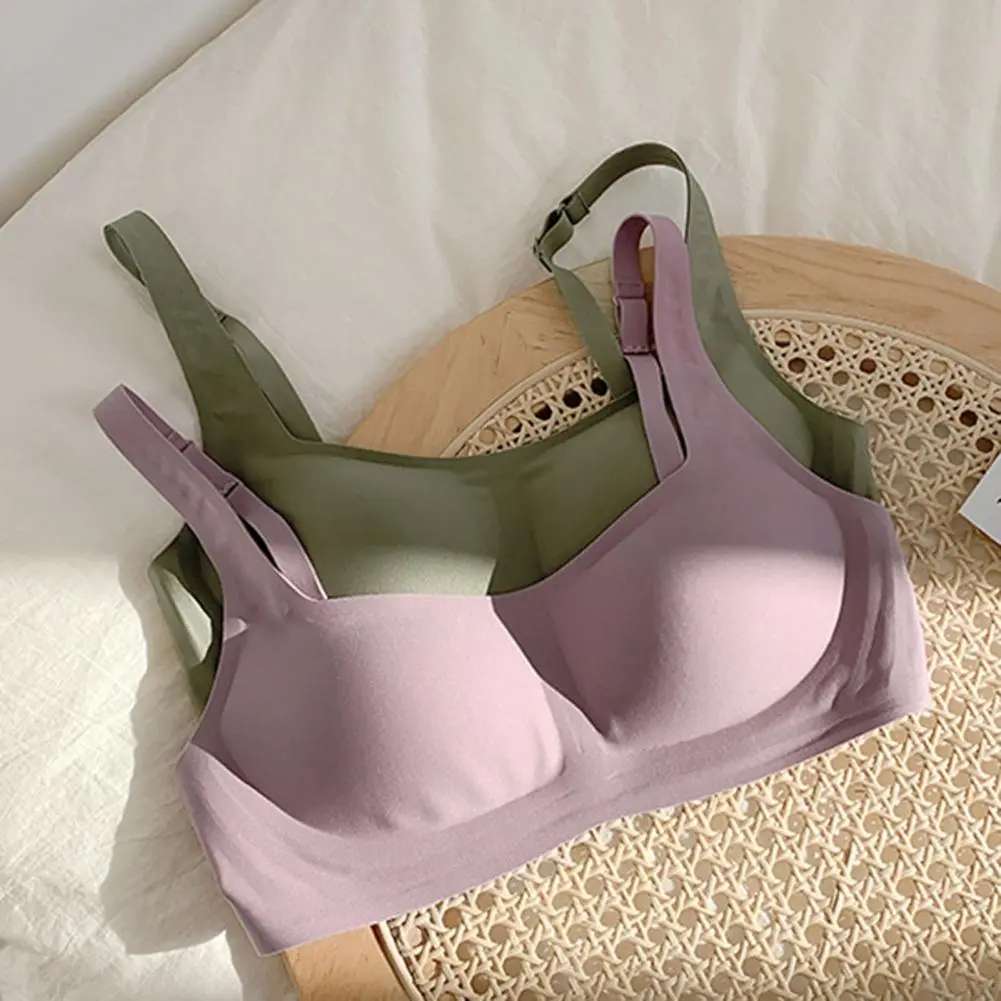 Women Bra Square Neck Wireless No Trace Thin Lingerie Padded Small Breasts Close Together Padded Bra Prevent Sagging Push Up Bra