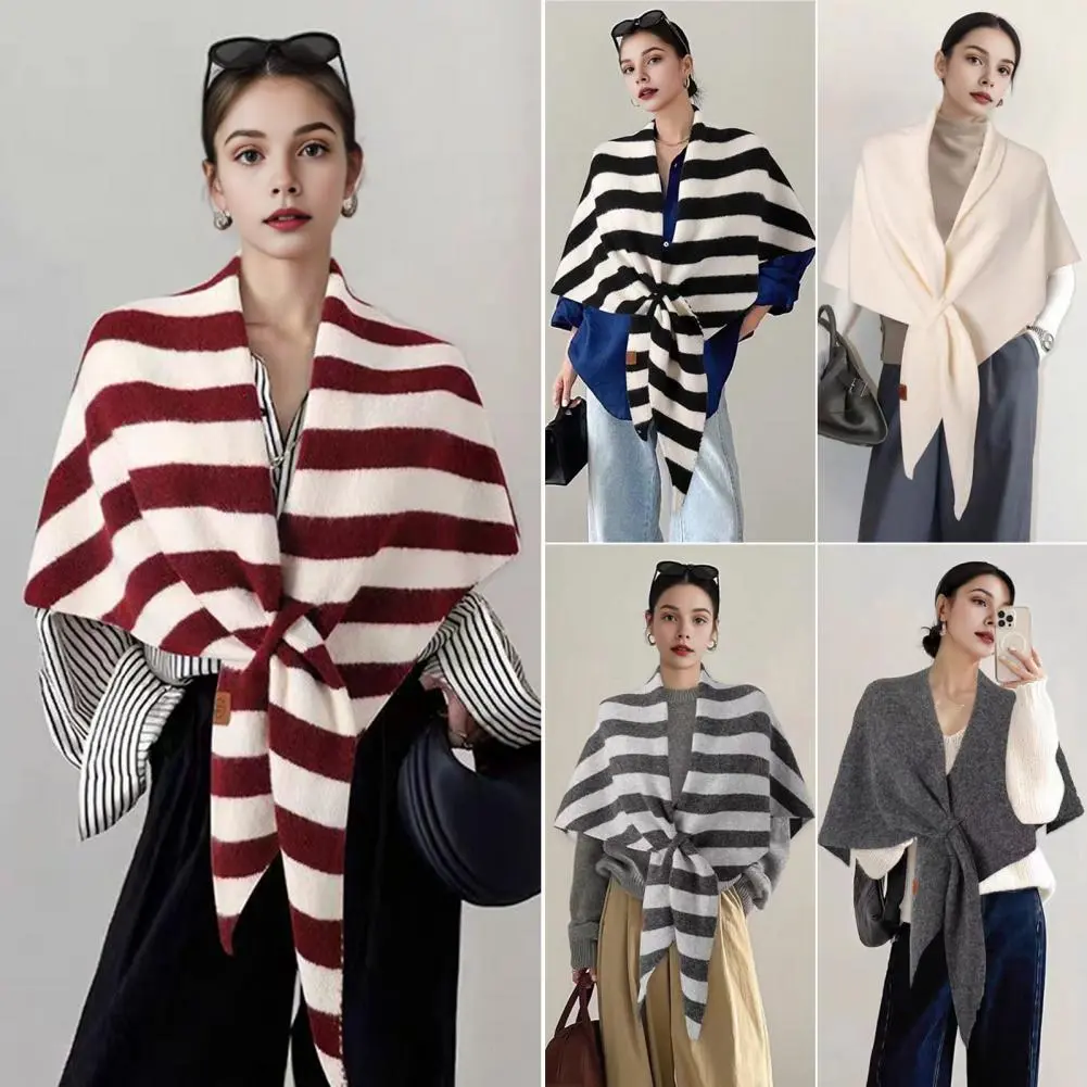 Soft-textured Scarf Bright Colors Scarf Elegant Women's Knitted Shawl Wrap Cardigan Cape in Wool Cashmere Blend for Comfortable