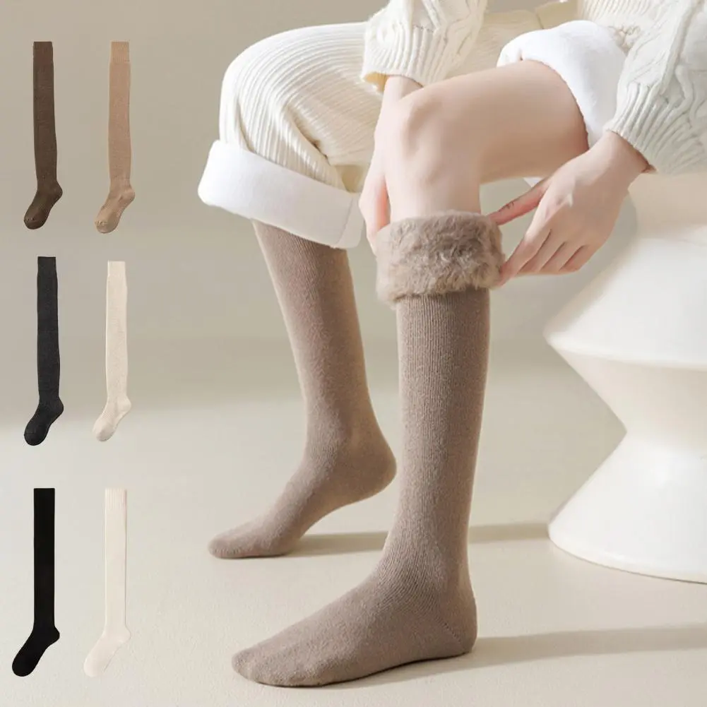 Long Socks for Winter Warmth Socks Cozy Women's Winter Long Socks Soft Thermal Knee-high Stockings Fluffy Over Knee for Girls