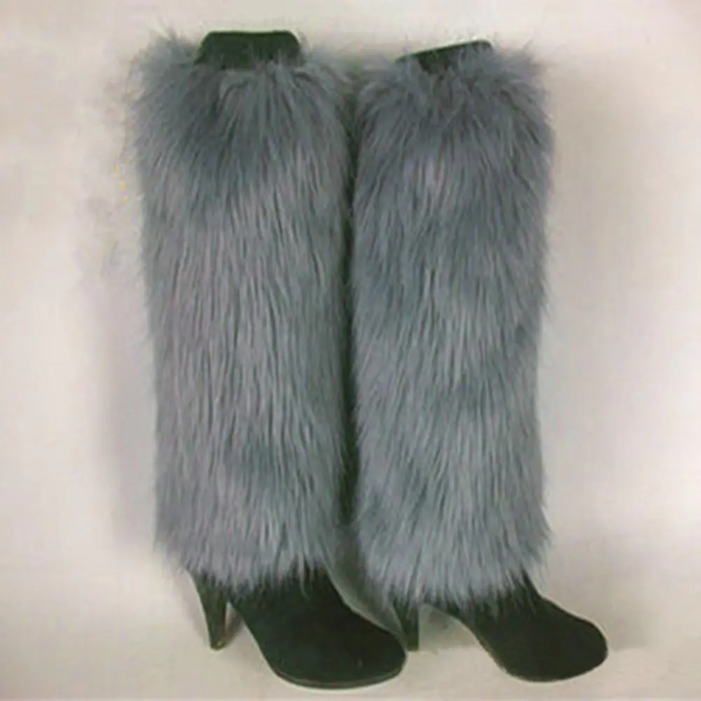 Faux Fur Solid Color Long Leg Warmers Boot Socks Women Leg Covers Kawaii Sweet Boot Covers Winter Leg Sleeves Goth socks