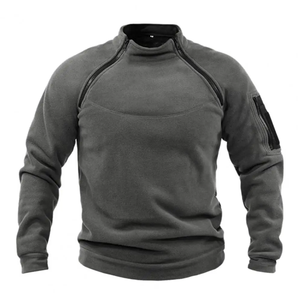 Outdoor Hiking Men Sweatshirt Long Sleeve Hunting Climbing Sweatshirt Windproof Stand Collar Loose Pullover Man Hoodie