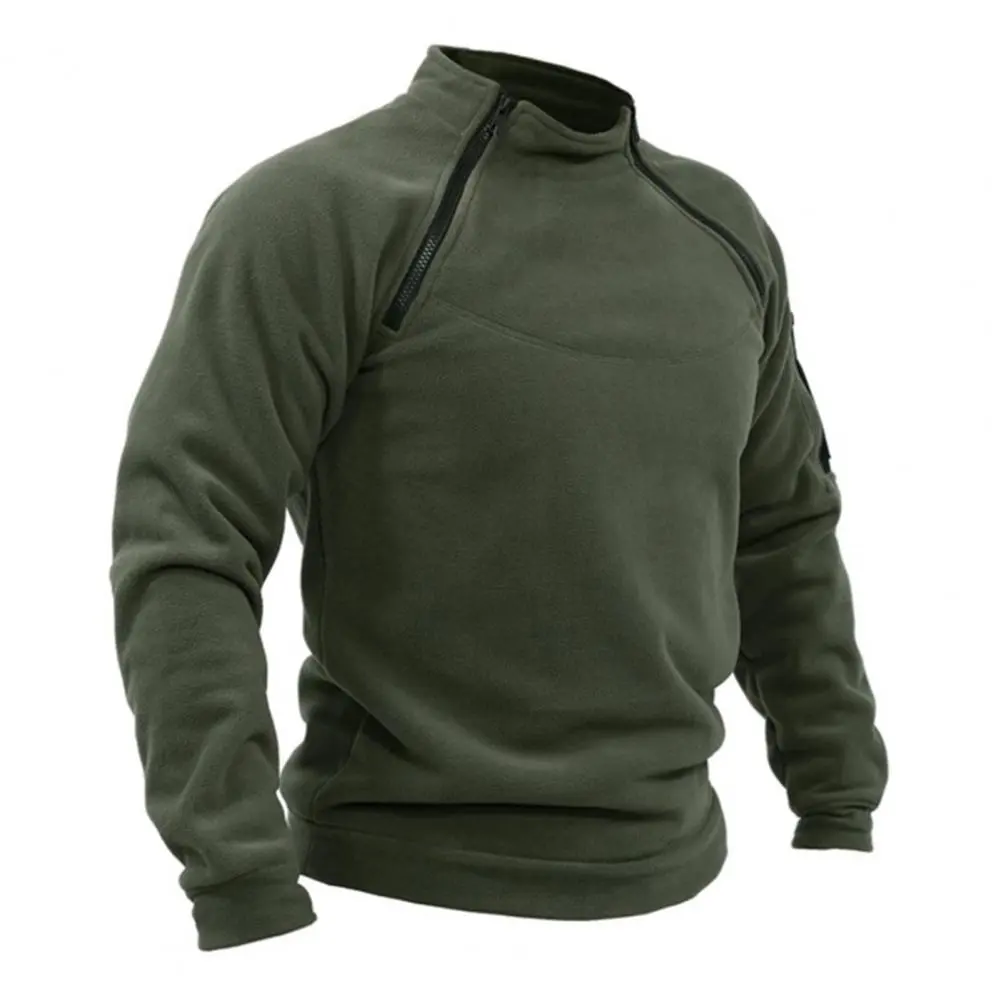 Outdoor Hiking Men Sweatshirt Long Sleeve Hunting Climbing Sweatshirt Windproof Stand Collar Loose Pullover Man Hoodie