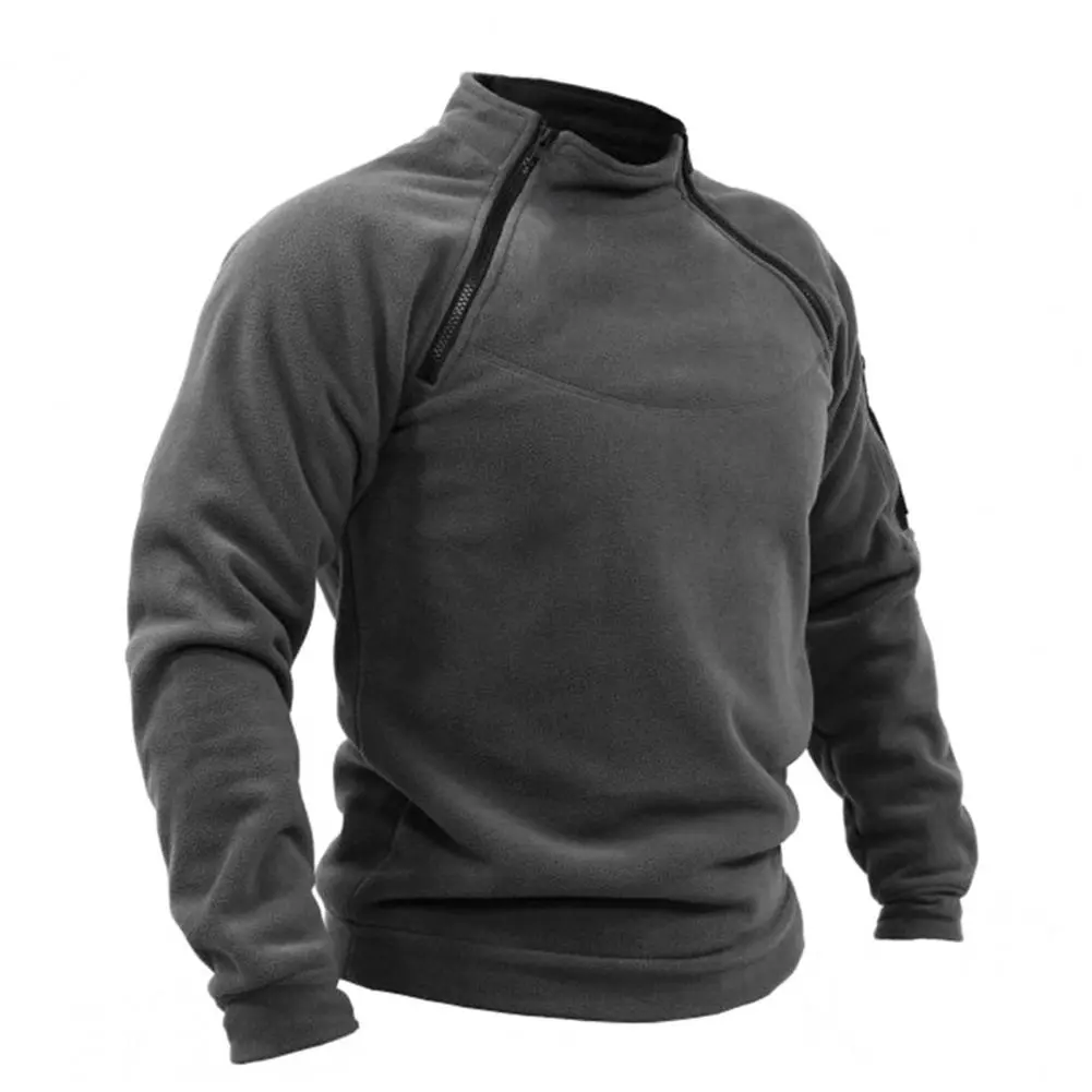 Outdoor Hiking Men Sweatshirt Long Sleeve Hunting Climbing Sweatshirt Windproof Stand Collar Loose Pullover Man Hoodie