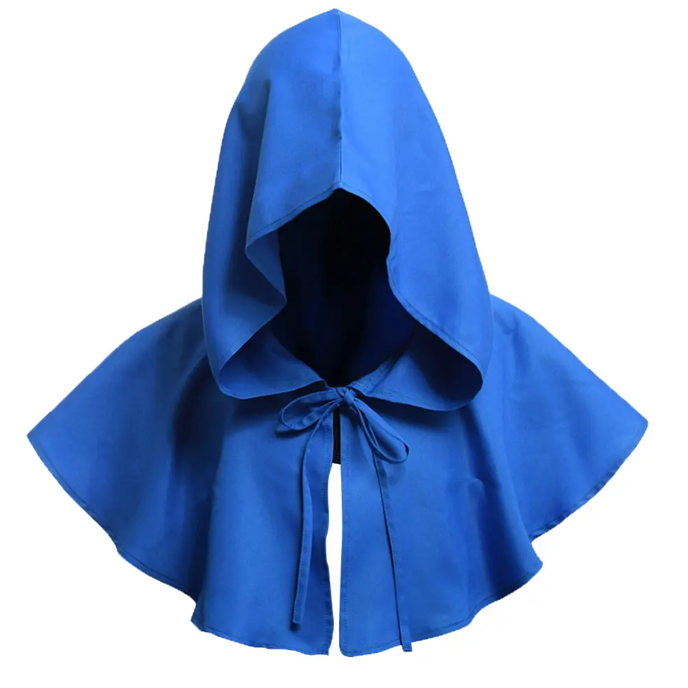 Men Women Open Front Solid Hooded Cape Party Halloween Witch Lace Up Witchcraft Classic Cosplay Masquerade Cowl Hat Medieval