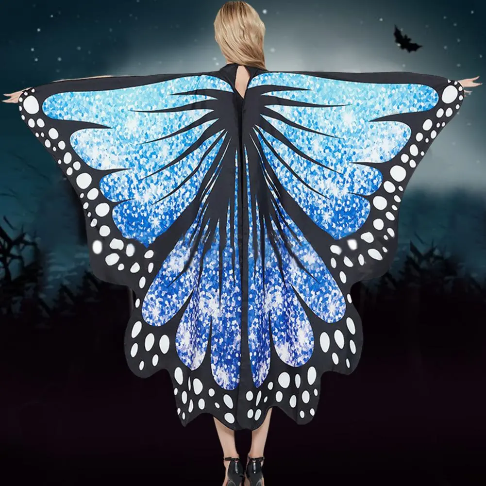 Colorful Butterfly Shawl Starry Sky Print Lace Up Kids Performance Wings Large Butterfly Cape for Stage Dress-up Shawl Cloak