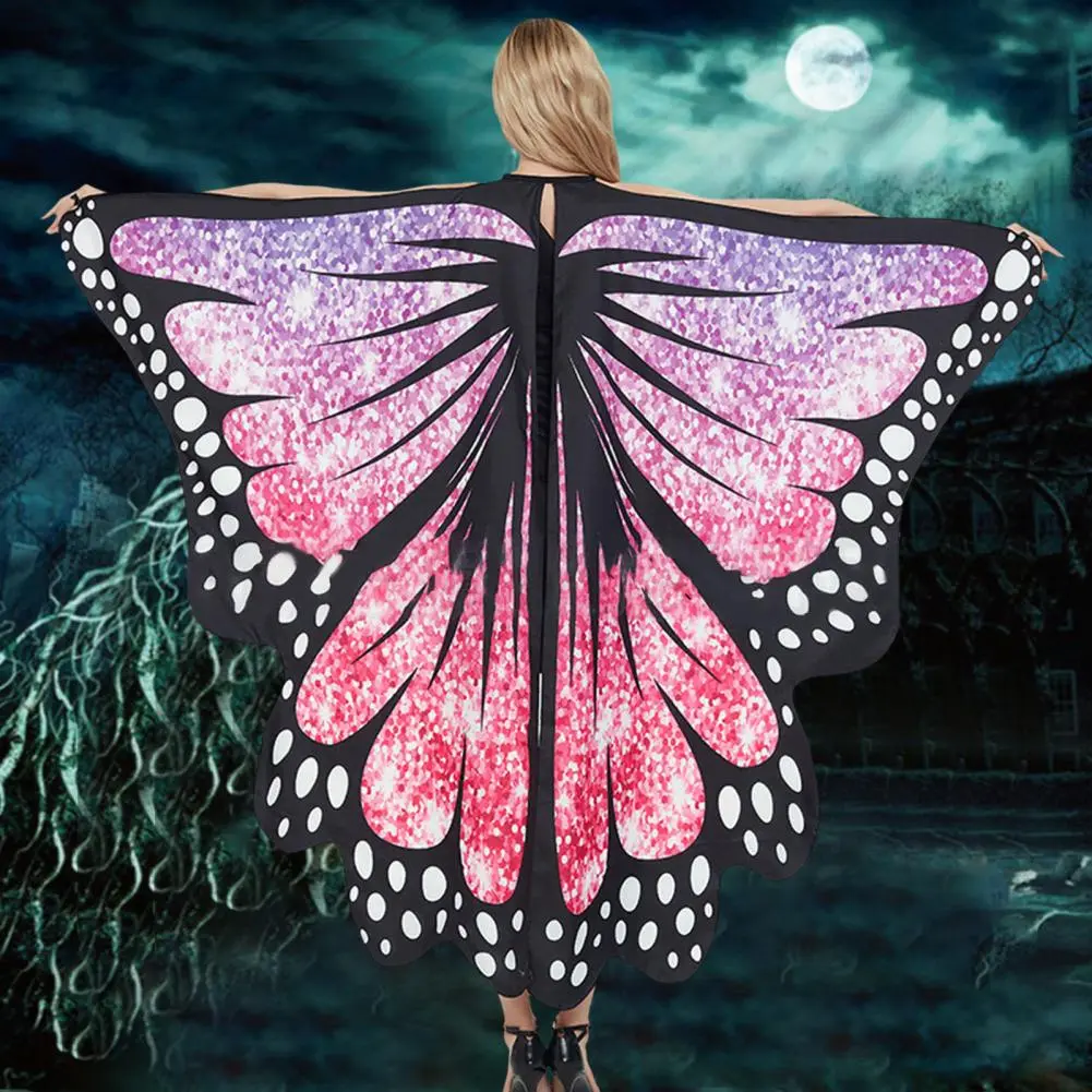 Colorful Butterfly Shawl Starry Sky Print Lace Up Kids Performance Wings Large Butterfly Cape for Stage Dress-up Shawl Cloak