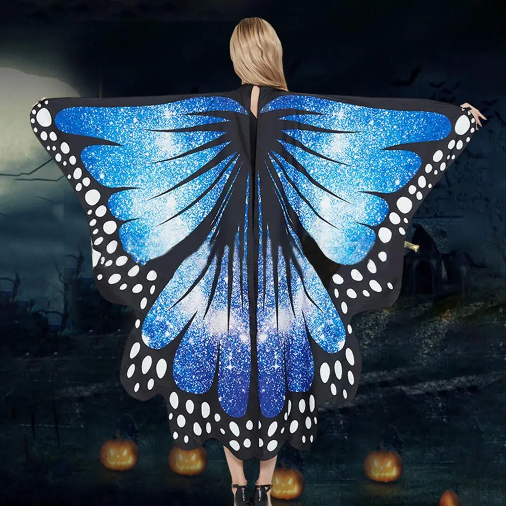 Colorful Butterfly Shawl Starry Sky Print Lace Up Kids Performance Wings Large Butterfly Cape for Stage Dress-up Shawl Cloak