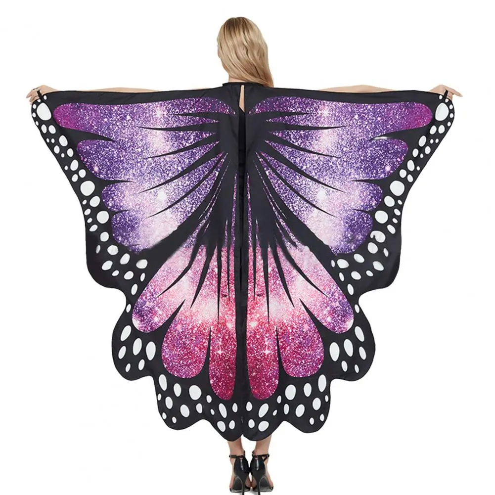 Colorful Butterfly Shawl Starry Sky Print Lace Up Kids Performance Wings Large Butterfly Cape for Stage Dress-up Shawl Cloak