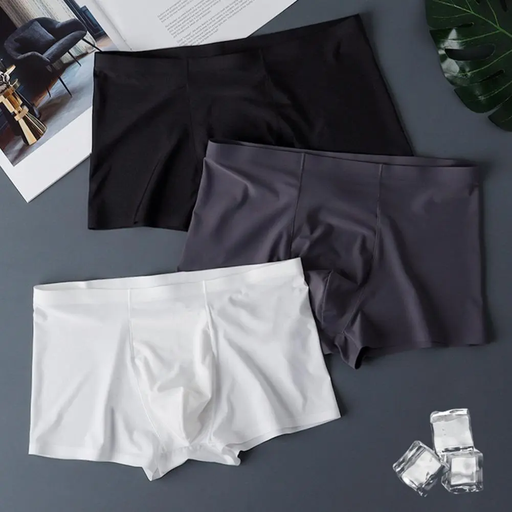 Men Boxer Underwear U-convex Panties Men's Mid-rise High Elasticity Boxer Briefs in Solid Colors with for Daily for Comfort