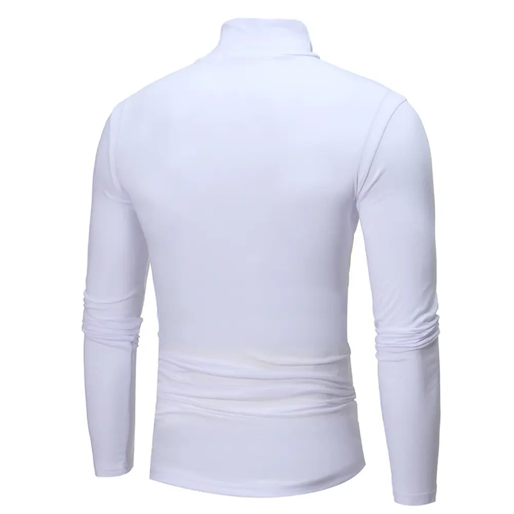 Mens T-Shirt Solid Color Turtleneck Long Sleeve Bottoming Tops High Collar Casual Warm T-shirts for Men camisetas ropa hombre