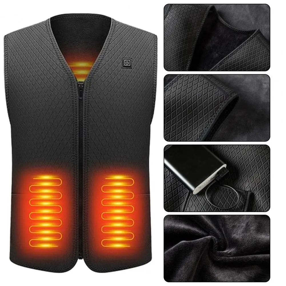 2025 M-4XL Winter USB Heating Vest Coat Unsiex Safe 3 Gears Adjustment Sleeveless Padded Thick Windproof Waistcoat Heated Vest