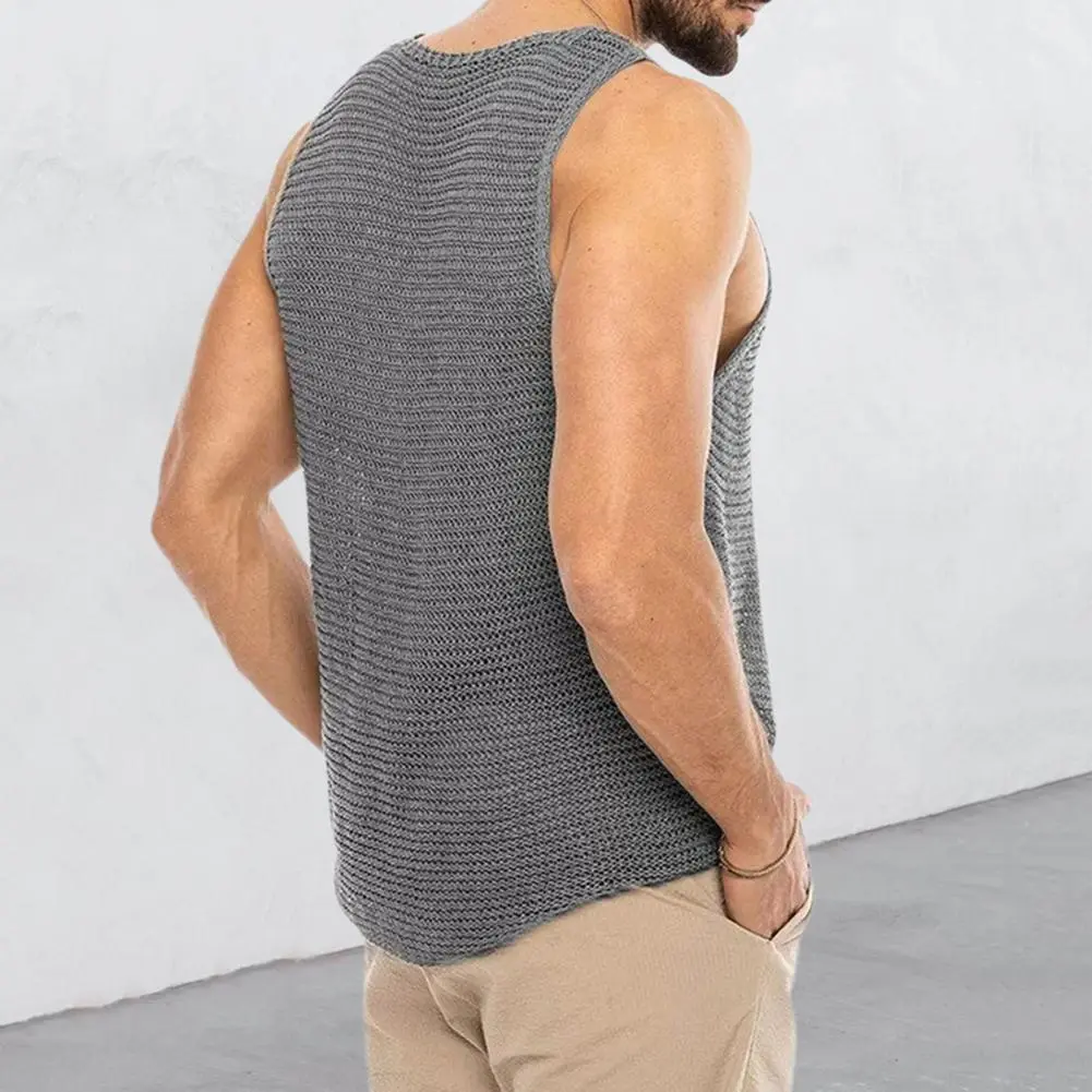 Soft Men Knitted Top Quick-drying Men Vest Men's Quick-drying Knitted Vest for Gym Sports Breathable Fitness Tank Top for Muscle