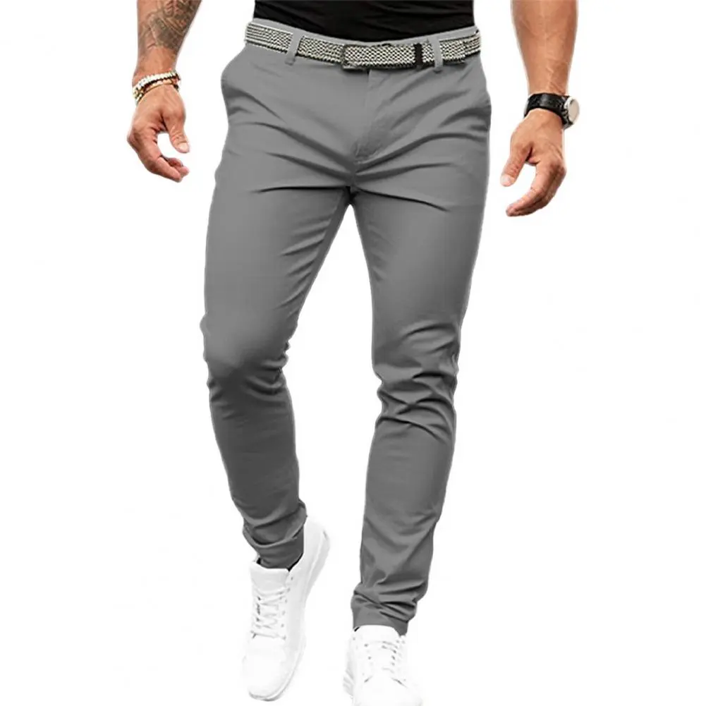 Men Suit Pants Mid-rise Slant Pockets Men Slim Fit Dress Pants Zipper Fly Business Office Trousers Fine Sewing Workwear Pants
