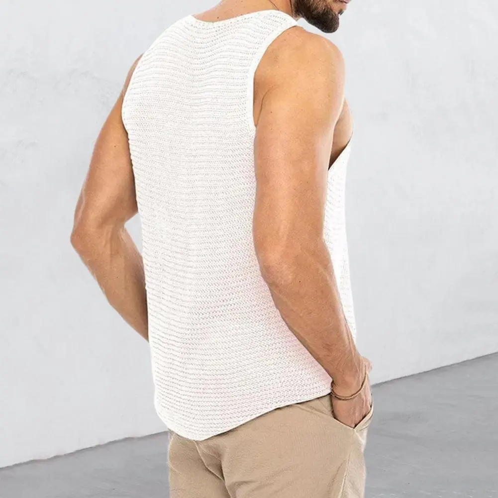 Soft Men Knitted Top Quick-drying Men Vest Men's Quick-drying Knitted Vest for Gym Sports Breathable Fitness Tank Top for Muscle