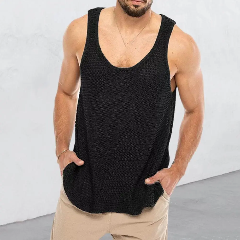 Soft Men Knitted Top Quick-drying Men Vest Men's Quick-drying Knitted Vest for Gym Sports Breathable Fitness Tank Top for Muscle