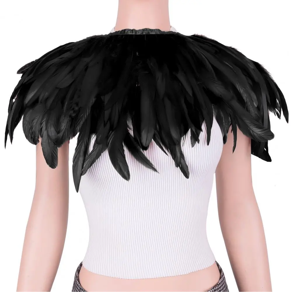 Feather Decoration Feather Skirt Style Feather Shawl with Lace-up Ribbon for Halloween Parties Bright Color Cloak Wearable As
