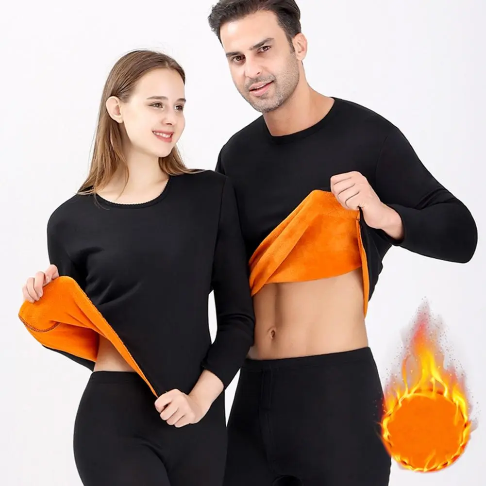 2025 L-54XL Unisex Winter Warm Underwear Set Thick Fleece Lined Soft Sport Base Layer Pajama Set Homewear Thermal Top Pants Set