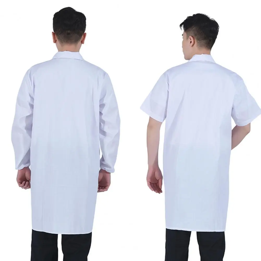 White Medical Uniforms Unisex Lab Overall Nurse Doctor Professional Work Clothes Mid-length Short Long Sleeve Buttons Work Shirt