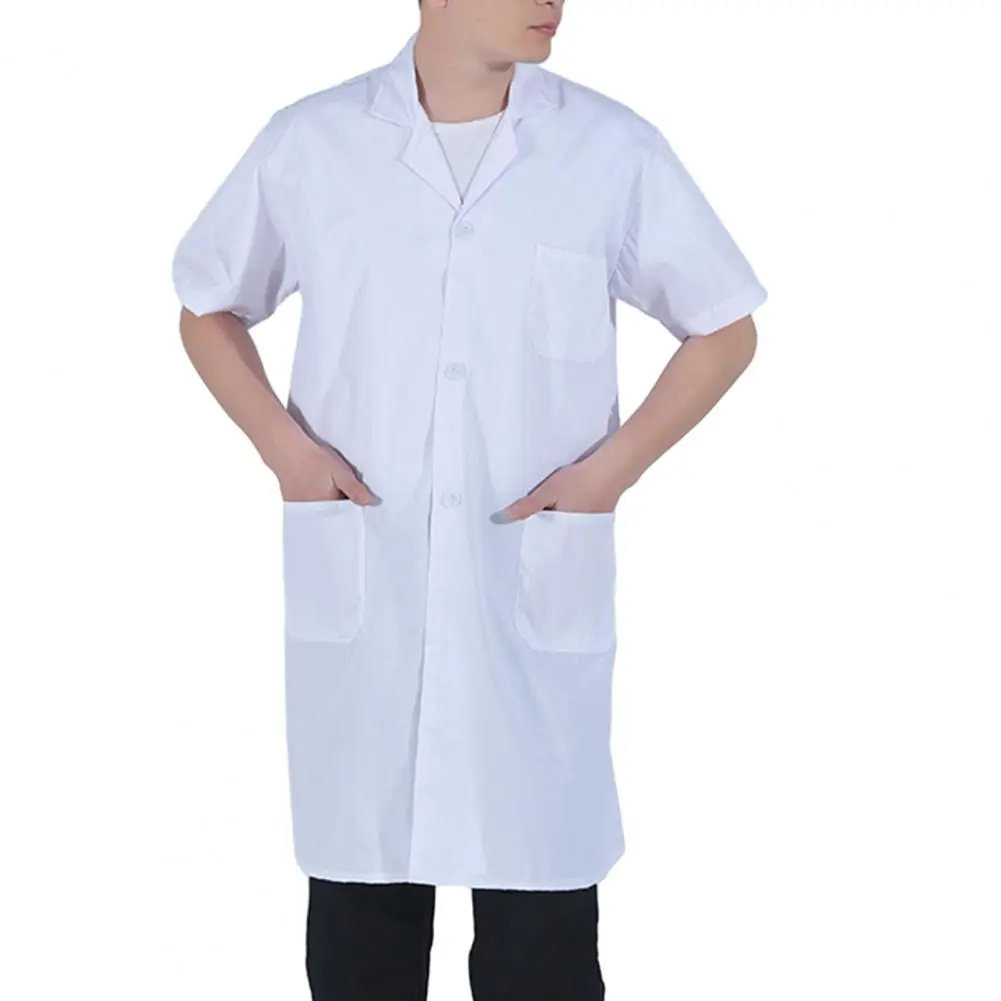 White Medical Uniforms Unisex Lab Overall Nurse Doctor Professional Work Clothes Mid-length Short Long Sleeve Buttons Work Shirt