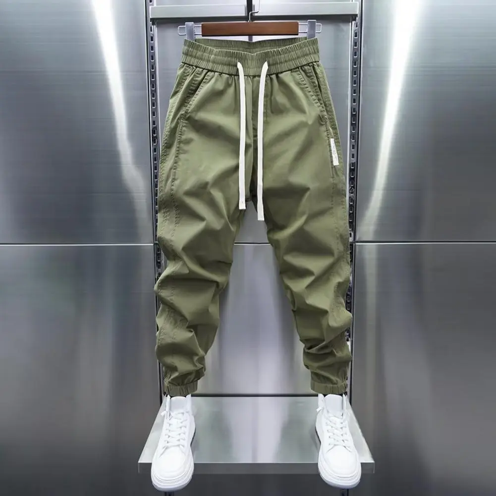 Drawstring Men Harem Pants  Elastic Waist Loose Ankle-banded Summer Cargo Pants Men Baggy Jogger Pants Casual Sports Trousers