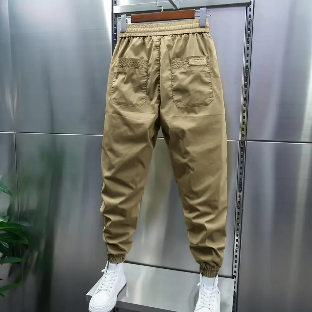 Drawstring Men Harem Pants  Elastic Waist Loose Ankle-banded Summer Cargo Pants Men Baggy Jogger Pants Casual Sports Trousers