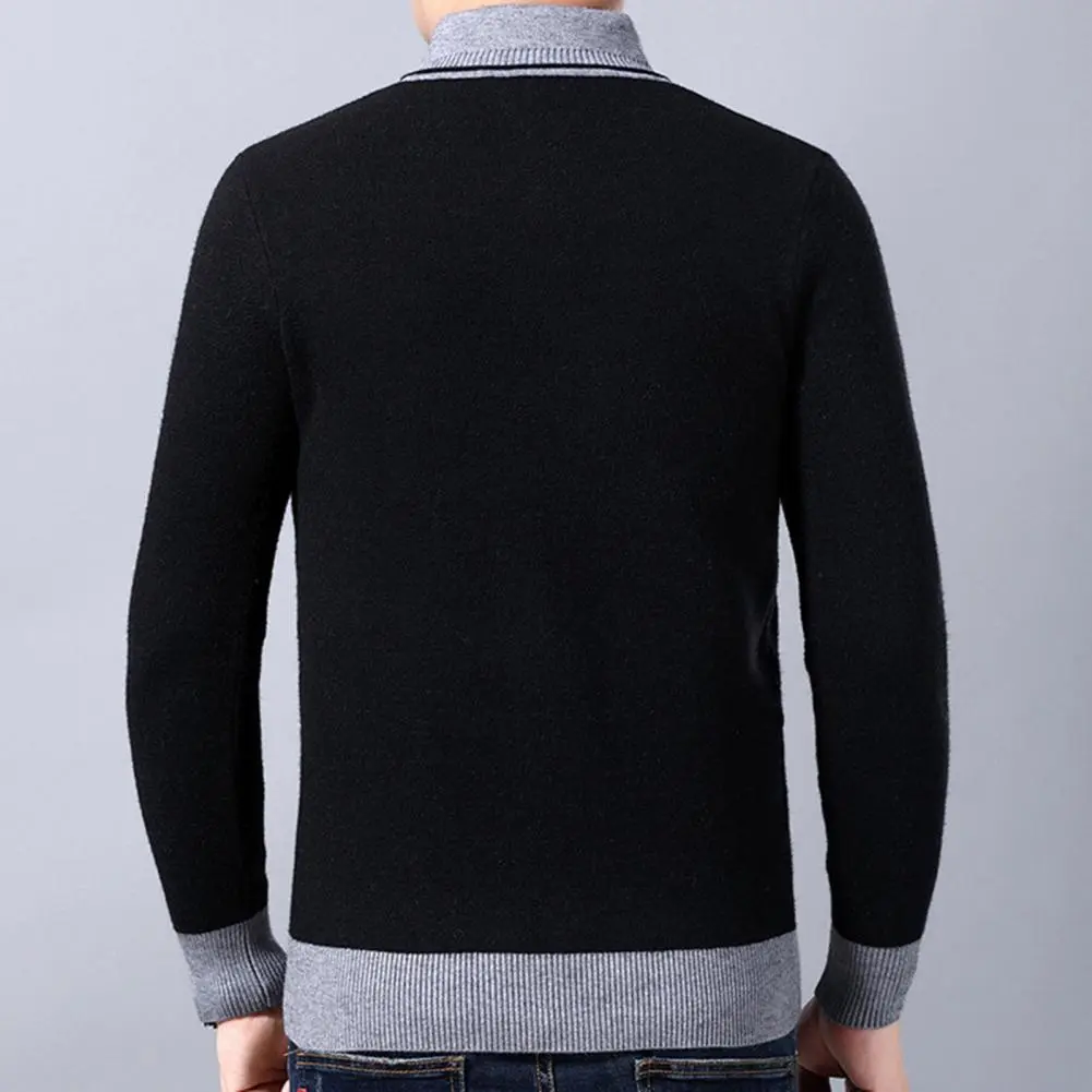 Men Sweater V Neck Knitted Contrast Colors Loose Spring Sweater Basic Thermal Casual Winter Sweater Knitted Business Sweaters