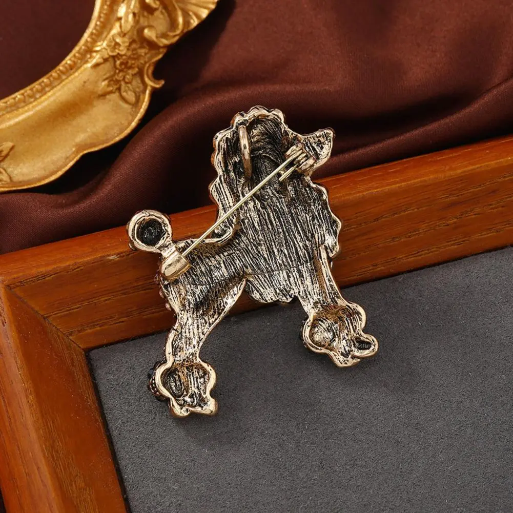 Cute Poodle Dog Lapel Pin Colorful Rhinestone Brooch Sparkling Rhinestone Coat Lapel Pin Charming Clothing Badge Jewelry Gift