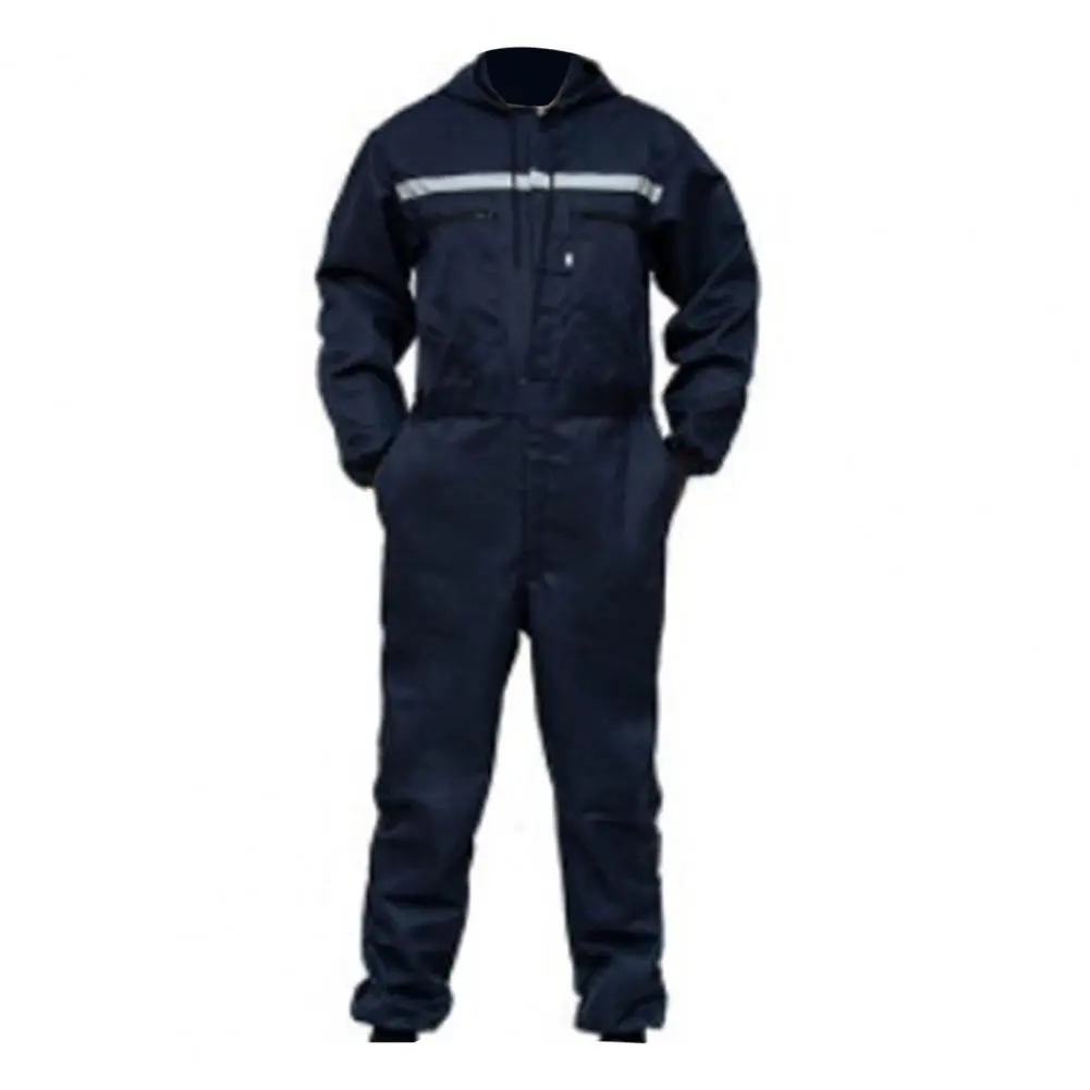 2025 L-4XL Work Overalls Hooded Drawstring luminous Safety Worker Coveralls Mechcanic Jumpsuit Auto Repairmen Working Uniform