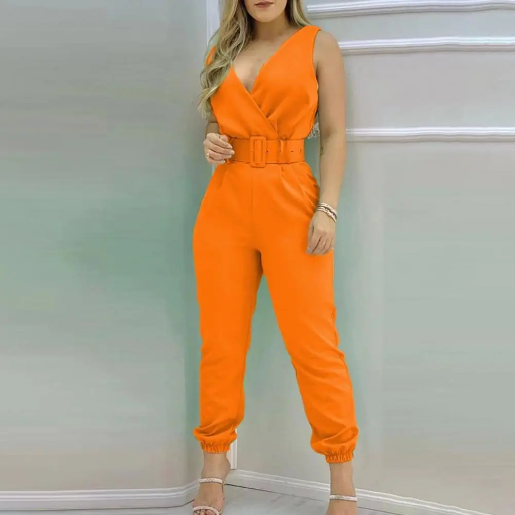 Women's Jumpsuit Elegant Red Flower Print Office Lady Jumpsuit Solid Color Slim Summer High Waisted Patchwork Overall Streetwear