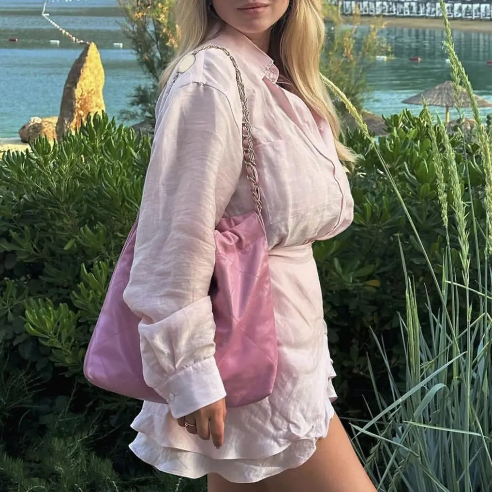 Women Beach Cover-Up Set Long Sleeve See Through Shirt & Dress Casual 2-Piece Outfit Sun Protection Bikinis Cover Ups Shorts Set