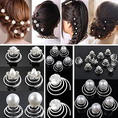 2023 New arrival! 12x Wedding Bridal Hair Pins Rhinestone Twists Coil Flower Swirl Spiral Hairpins
