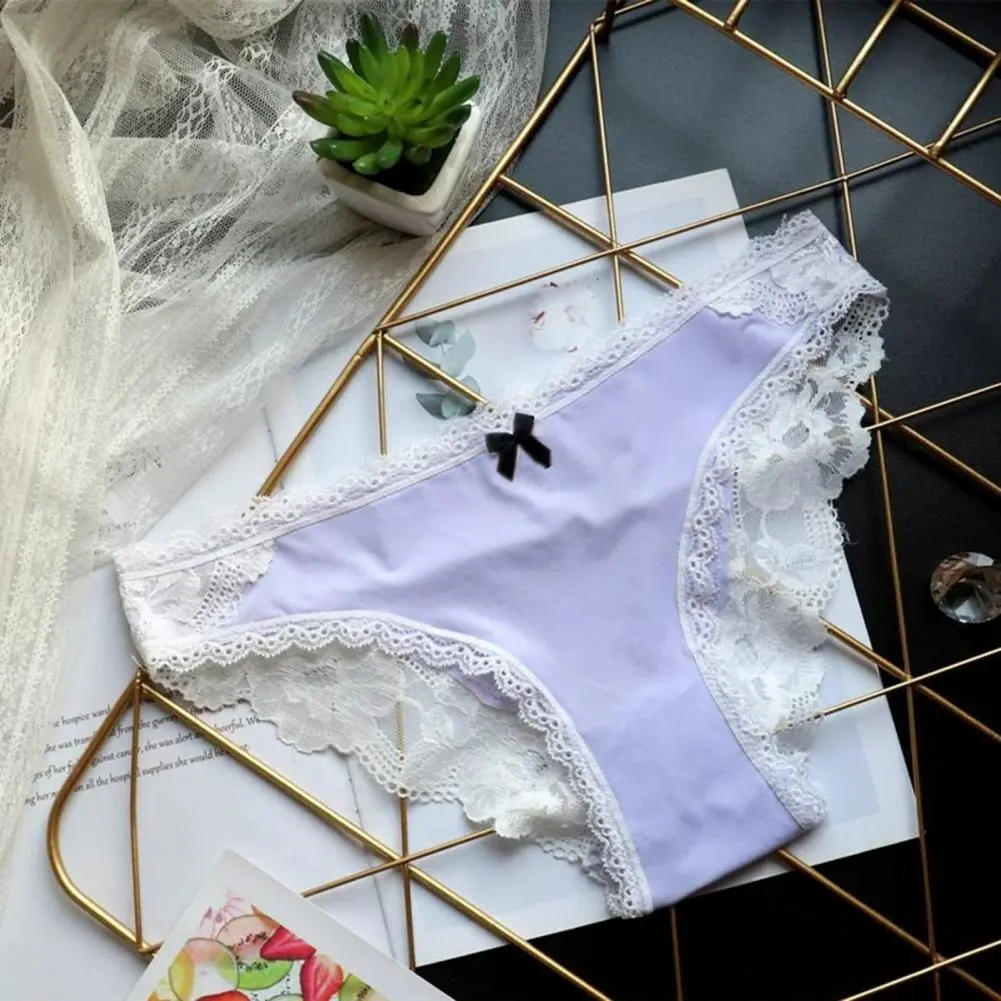 Lady Briefs Women Panties Women's Ice Silk Lace Panties Sexy Low Waist Underwear with Seamless Breathable Design for Comfort