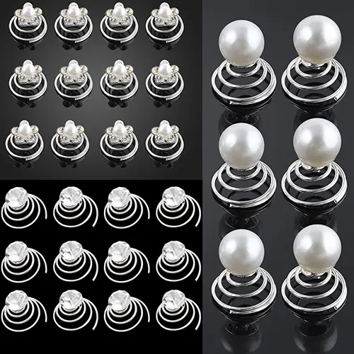 2023 New arrival! 12x Wedding Bridal Hair Pins Rhinestone Twists Coil Flower Swirl Spiral Hairpins