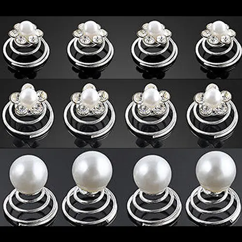 2023 New arrival! 12x Wedding Bridal Hair Pins Rhinestone Twists Coil Flower Swirl Spiral Hairpins