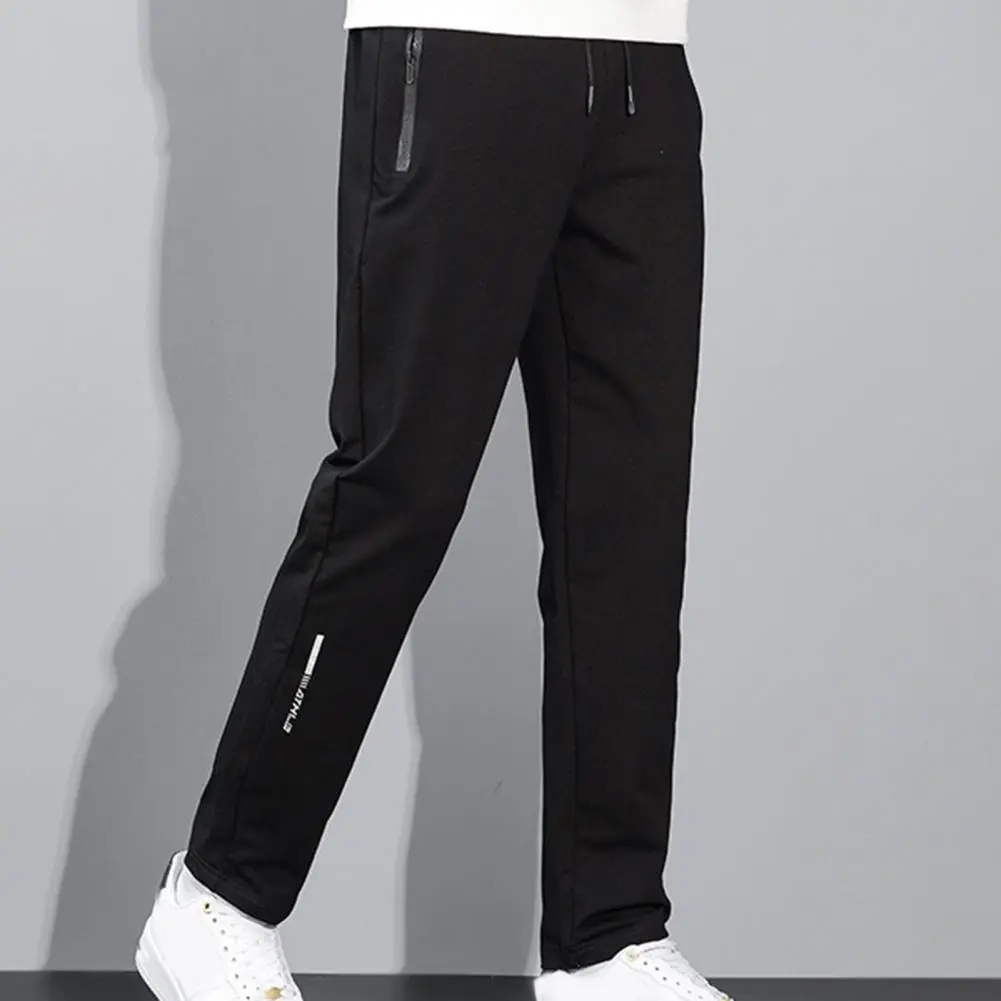 2025 Men Pants Solid Color Loose Straight Drawstring Casual Pants Sports Trousers Thick Straight-leg Men Fall Sweatpants